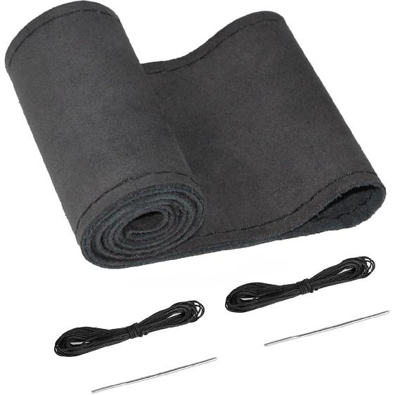 BELINOUS Suede Steering Wheel Leather Wrap (Size M4, Black) L0 чёрный