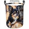 1pc Laundry Basket, Cute Long-Haired Chihuahua Dog Pattern Dirty Clothes Hamper, Large Capacity Storage Bin with Handles, Foldable Organizer for Home 