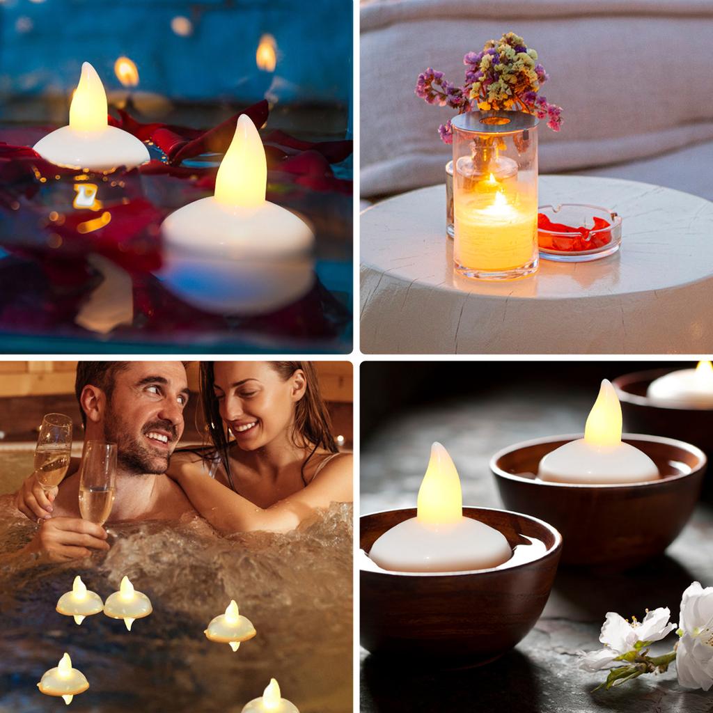 24/12Pc LED Candle Light Flameless Float Tealight Mini Electronic Candles Wedding Valentine Confession Props Decor Candle Light