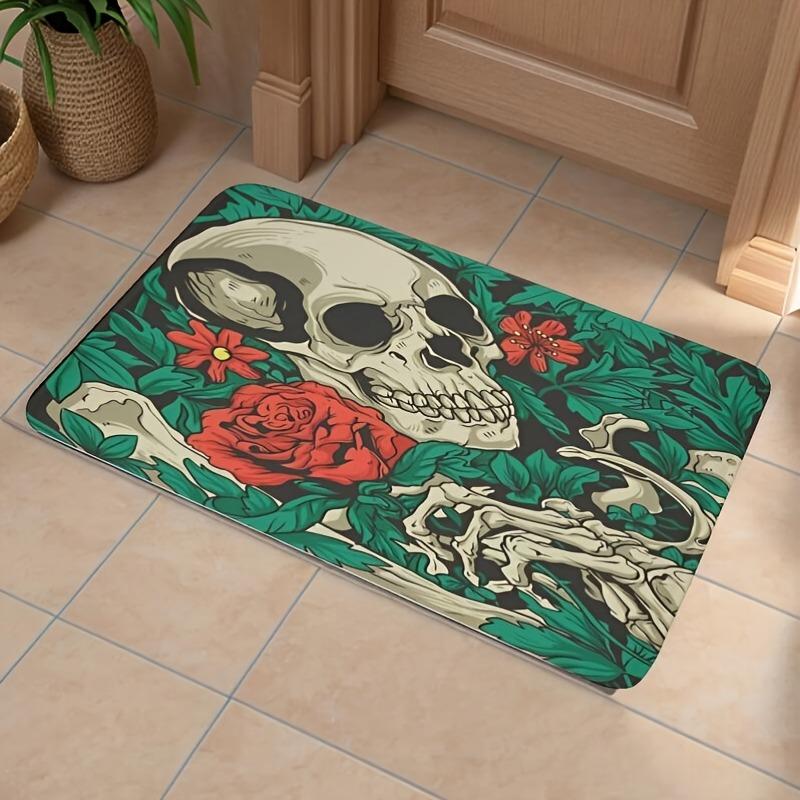 1PC Halloween skull Kitchen Rug Non-Slip Door Mat Pop design Bathroom Rug Bath Mat Carpet for Home Sink Laundry Decor