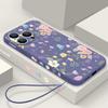 Shockproof Flower Print Phone Case For iPhone 16 15 14 Pro Max 13 Plus 12 Mini 11 16e 17e 17 Pro Max Slim TPU Soft Lanyard Cover