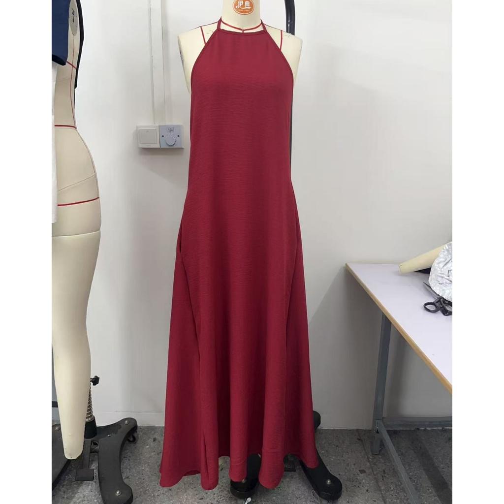 Spring Summer Women's Linen Cotton Blend Simple Backless Sleeveless Long Maxi Dress for Europe America