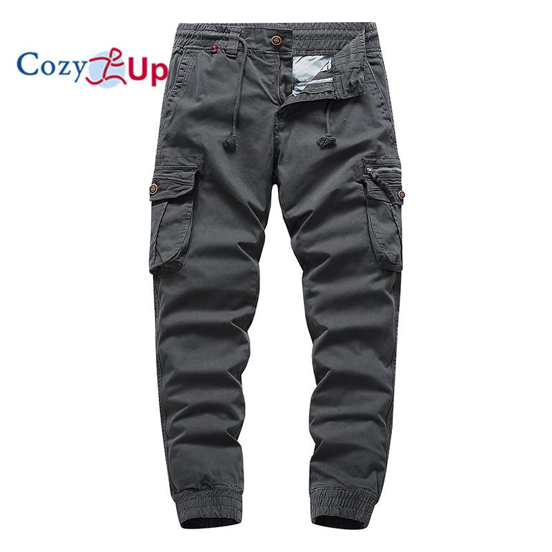 Cozy Up Cotton Workwear Pants, Loose Fitting Men's Elastic Waist Casual Pants