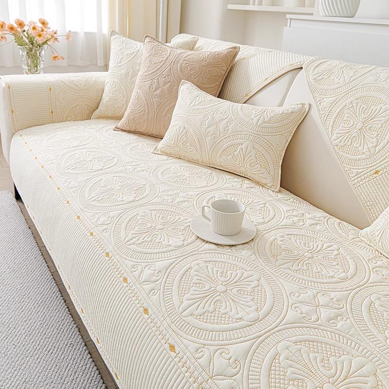 Cream Wind Sofa Cushion, High-End Sense, Universal In All Seasons, Simple And Modern Non-Slip Washed Cotton Fabric Seat Cushion Cover