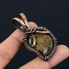Ammonite Fossil Gemstone Pure Copper Wire Wrapped Designer Handmade Pendant Jewelry