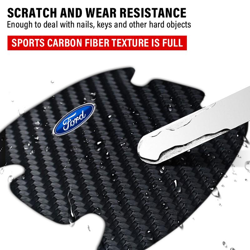 4 buc. Fibră de carbon Protecție Mâner Ușă Auto Emblemă Autocolant Pentru Ford Focus Mondeo MK1 MK2 MK4 MK3 Fiesta ST Line Kugo Transit Escape Fusion Explorer