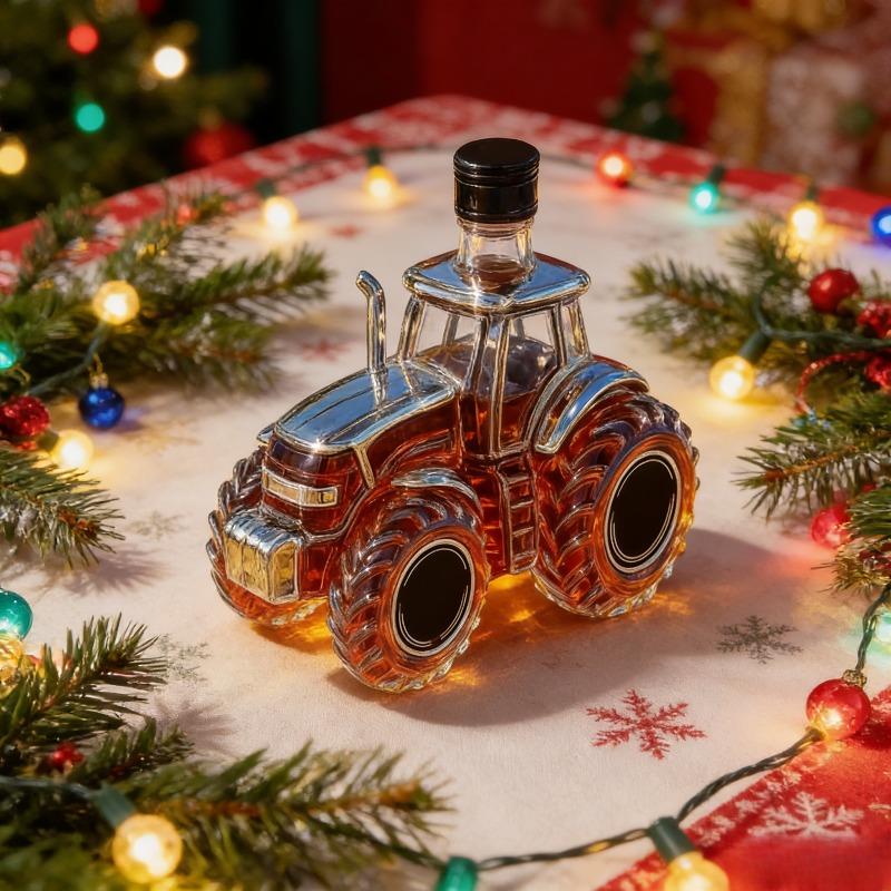Novelty Farm Tractor Whiskey Decanter, Glass Liquor Bottle for Bar Decor & Gifting