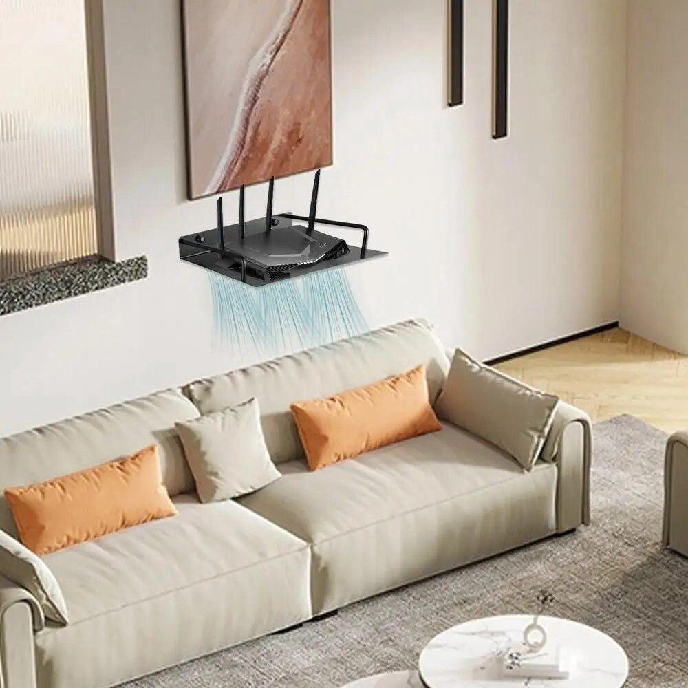 Black/Silver TV Set Top Box Support Rack Single-Layer Storage Shelf Bracket Router Stand  Mini Pc