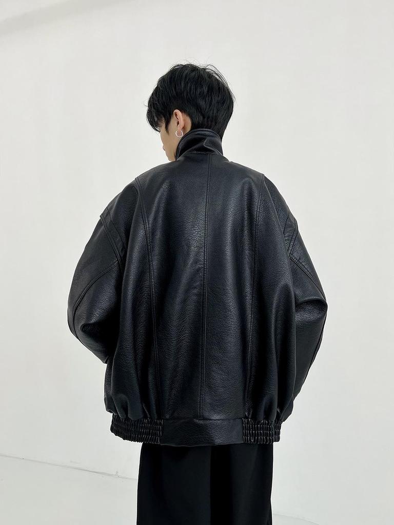 Unisex American Retro Street Motorcycle Leather Jacket: Cool, Loose, Trendy, Versatile Design.