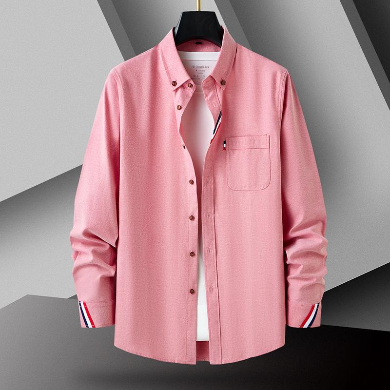 

Мужская однотонная деловая рубашка с длинным рукавом — универсальная и стильная 5XL красный