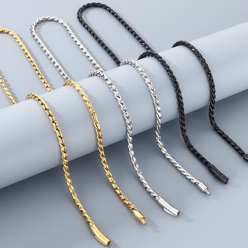Geflochtene Edelstahl Gliederkette Halskette Herren 65CM Länge 4MM Breite Herrenketten Halsketten Schmuckzubehör Choker Mann Männlich