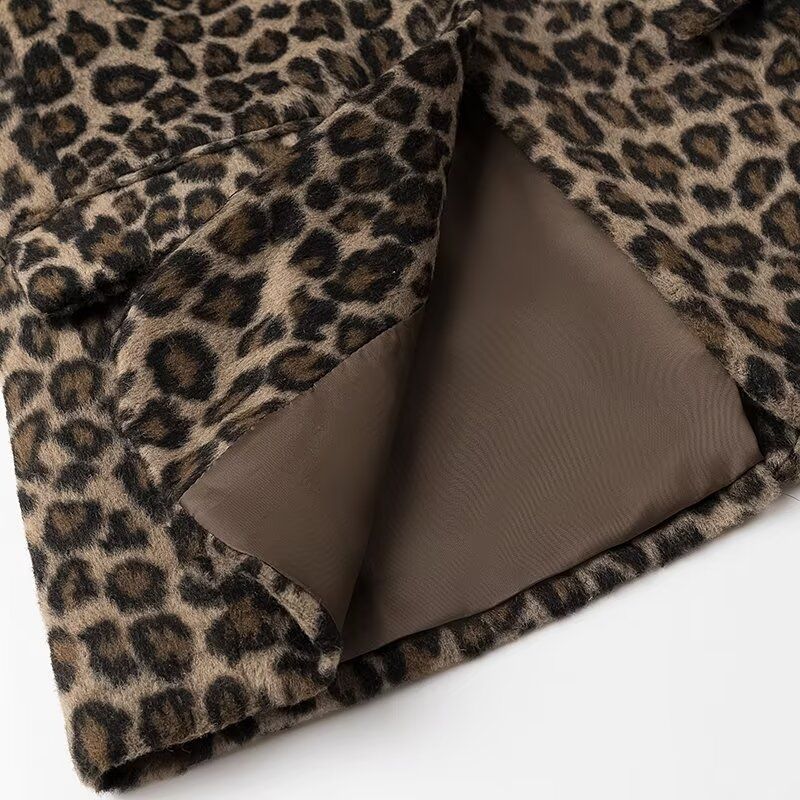 Kaslead New Arrival Women's Fashion Style Stylish Simple and Versatile Single-Breasted Long Sleeve Leopard Print Suit Outwear