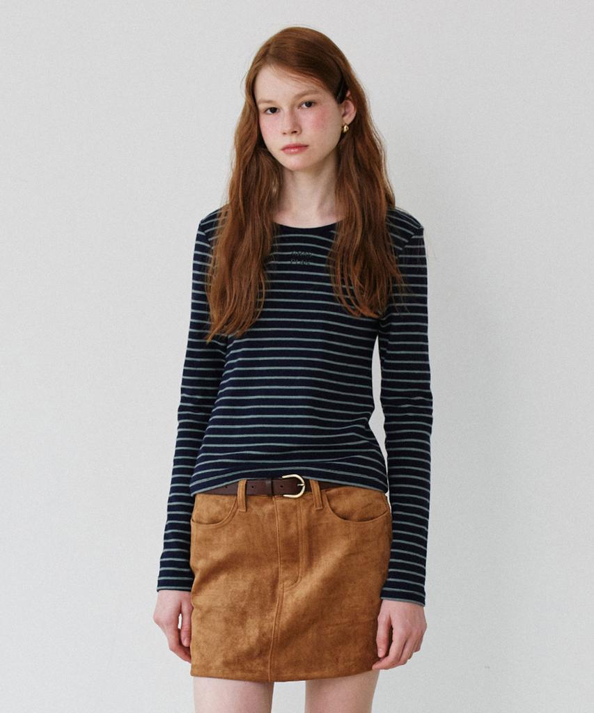 Grass Plan Suede Mini Skirt_Camel