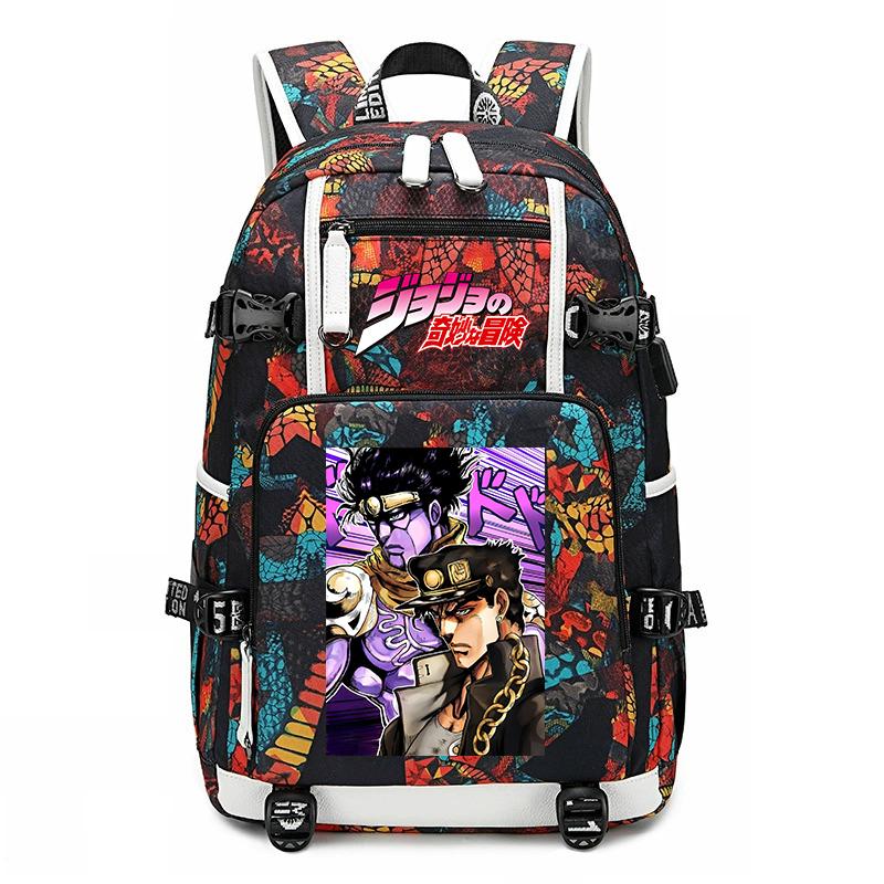 JoJo's Bizarre Adventure Print Student Rugzak Grote Capaciteit Casual Dagrugzak voor Tieners Kinderen School Reizen