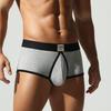 Men's Low Waist Solid Color Boxer Briefs Breathable Sexy Pouch Underwear Male Trunks Panties U-Convex Pouch Underwear