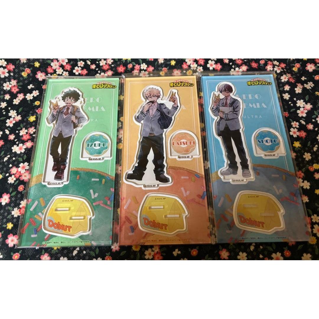 Used Heroaka Acrylic Stand Midoriya, Bakugou, Todoroki Set