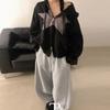 The Pink Unisex Loose Fit Eyelet Star Print 2way Hoodie Jacket