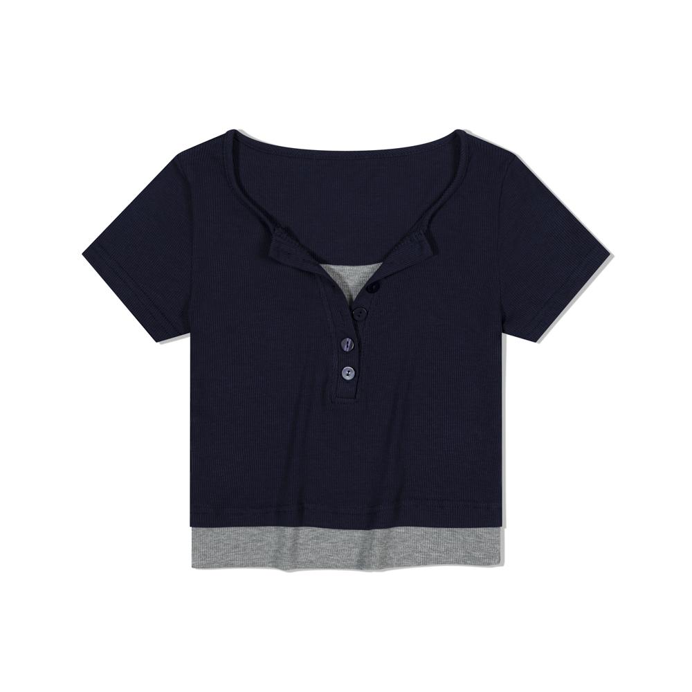 MOAA Layered Henley Tee (Navy)