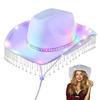 Halloween Panama Hat Sparkly Glowing Cowboy Hats Strass Pendant for Women