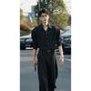 Fake Two-piece Spliced Long-sleeved Shirt for Men with Handsome Niche Shoulder Pad V-neck