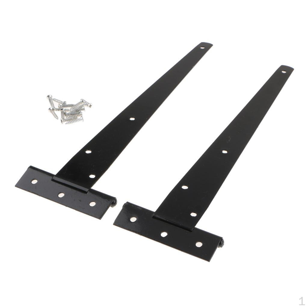 1 Pair Light Duty Shed Hinge Gate Strap Door Barn Gates Hinges Black Wrought Hardware Iron
