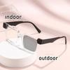 Vintage Printing Square Frame Myopia Glasses Anti-Blue Prescription Glasses Fashion Unisex Photochromic Glass Eyeglasses 0-4.0