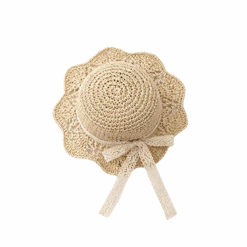 

Cute Kids Hat Lace Trim Beach Hat Bucket Hats Sun Protection Hat Outing бежевый