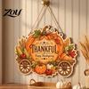 Gift for Friends Family Thanksgiving Front Door Hanging Sign, Pumpkin Turkey Pattern Hanger, Autumn Farmhouse Style Porch Decor Harvest Wall Ornament