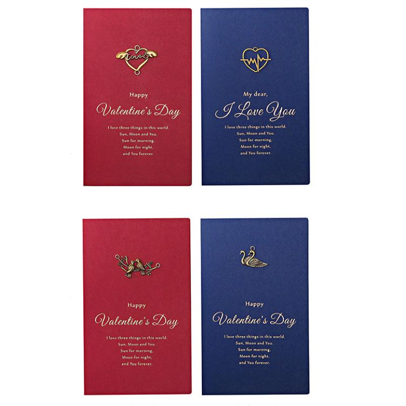 2Pcs Party Supplies For Blessing Gift Kraft Paper Valentine's Day Valentine Cards Vintage With Envelope Cartoon Pattern