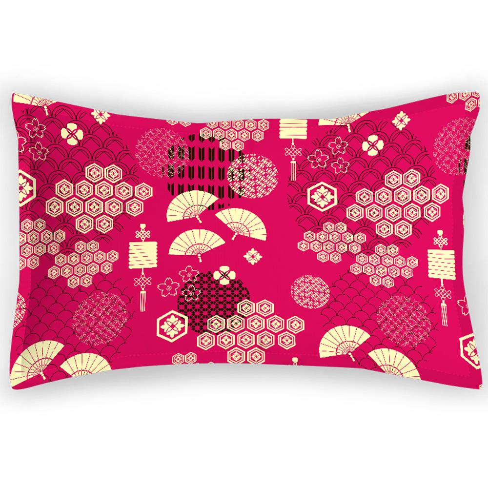 

Antique Pillowcase Japanese Fan Digitally Printed Satin Single Pillowcase Multi-color Polyester Pillowcase 30 * 50/115g satin