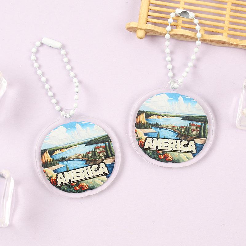 Iconic Landmark Acrylic Keychain Pendant - National Style Architecture Commemorative Souvenir