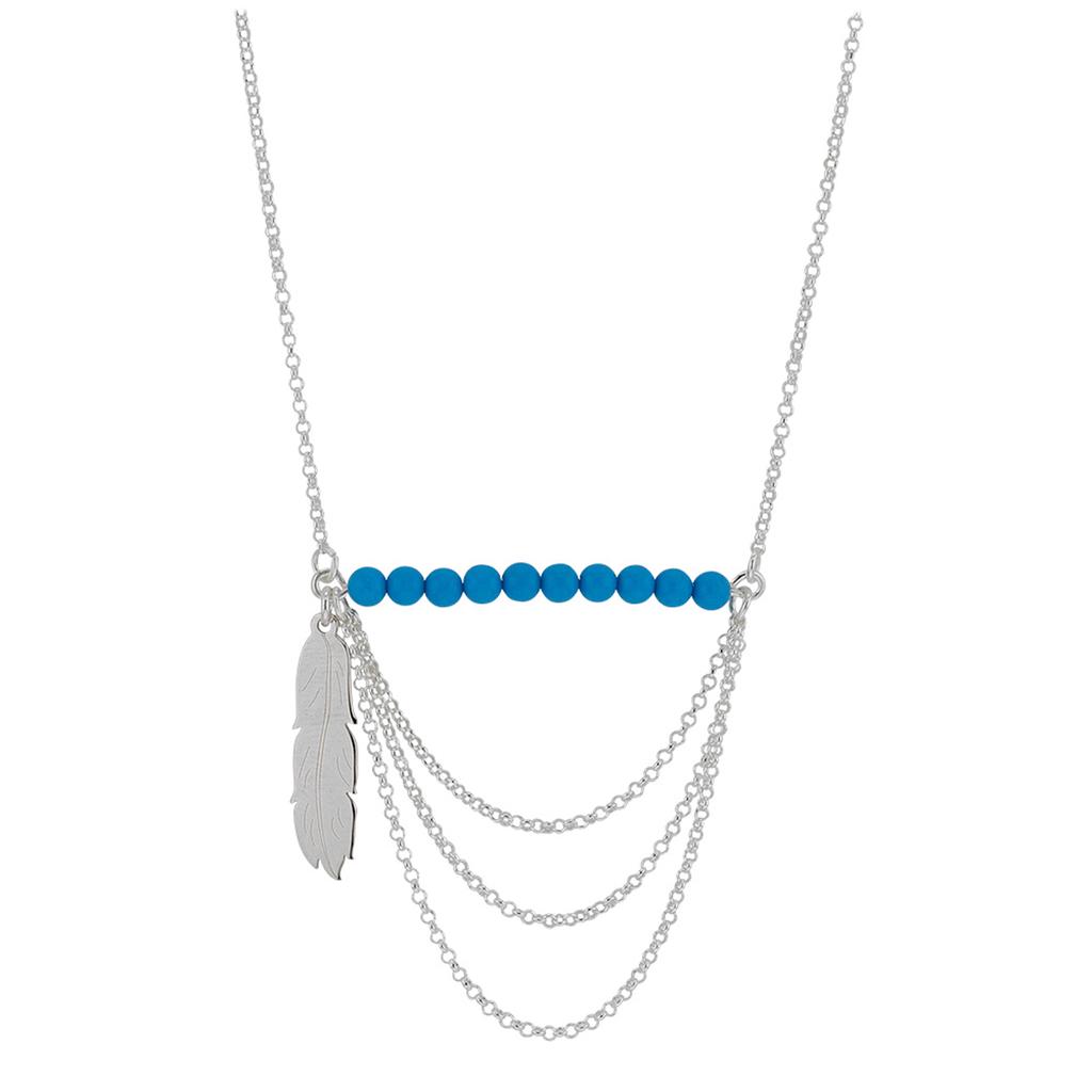 Les Trésors De Lily [P1923] - Collier Argent 'Navajos' turquoise argenté (rhodié)