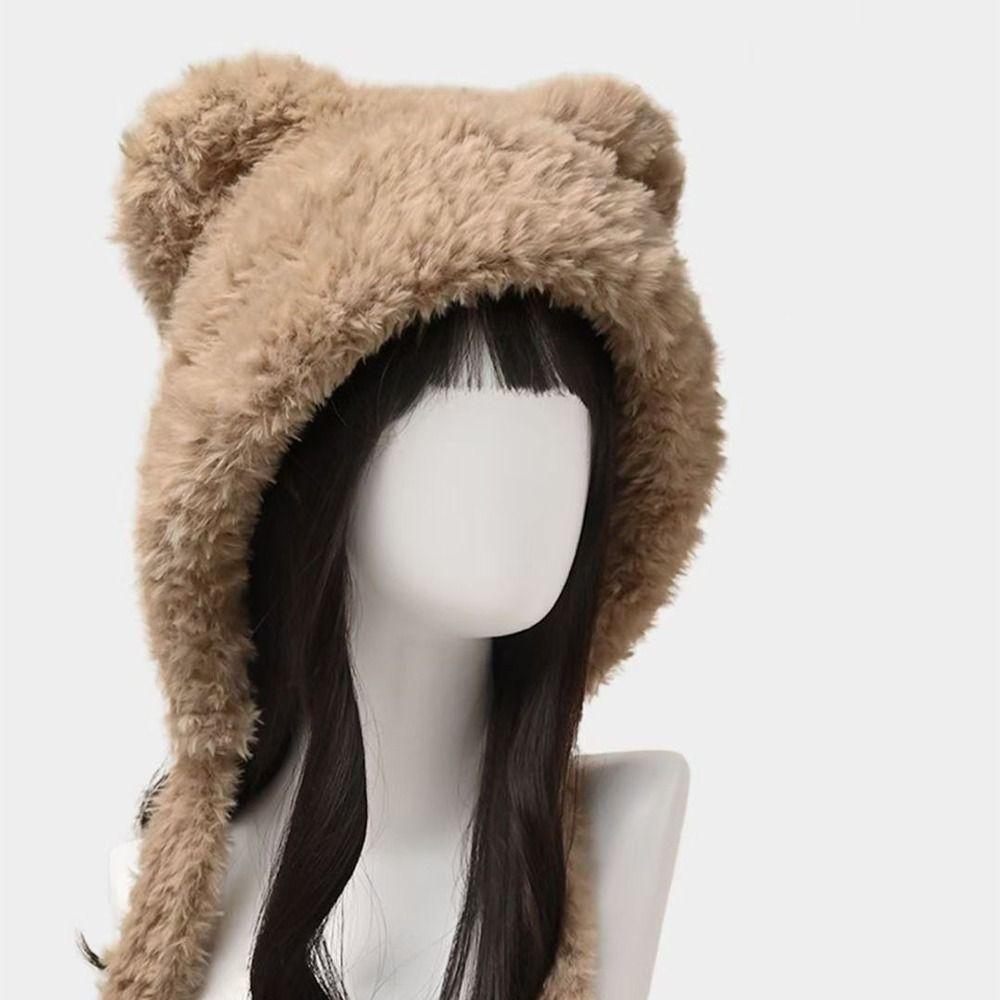 Cartoon Ear Protection Hat Soft Plush Earmuffs Cap Gifts Women Fluffy Hat  Girls