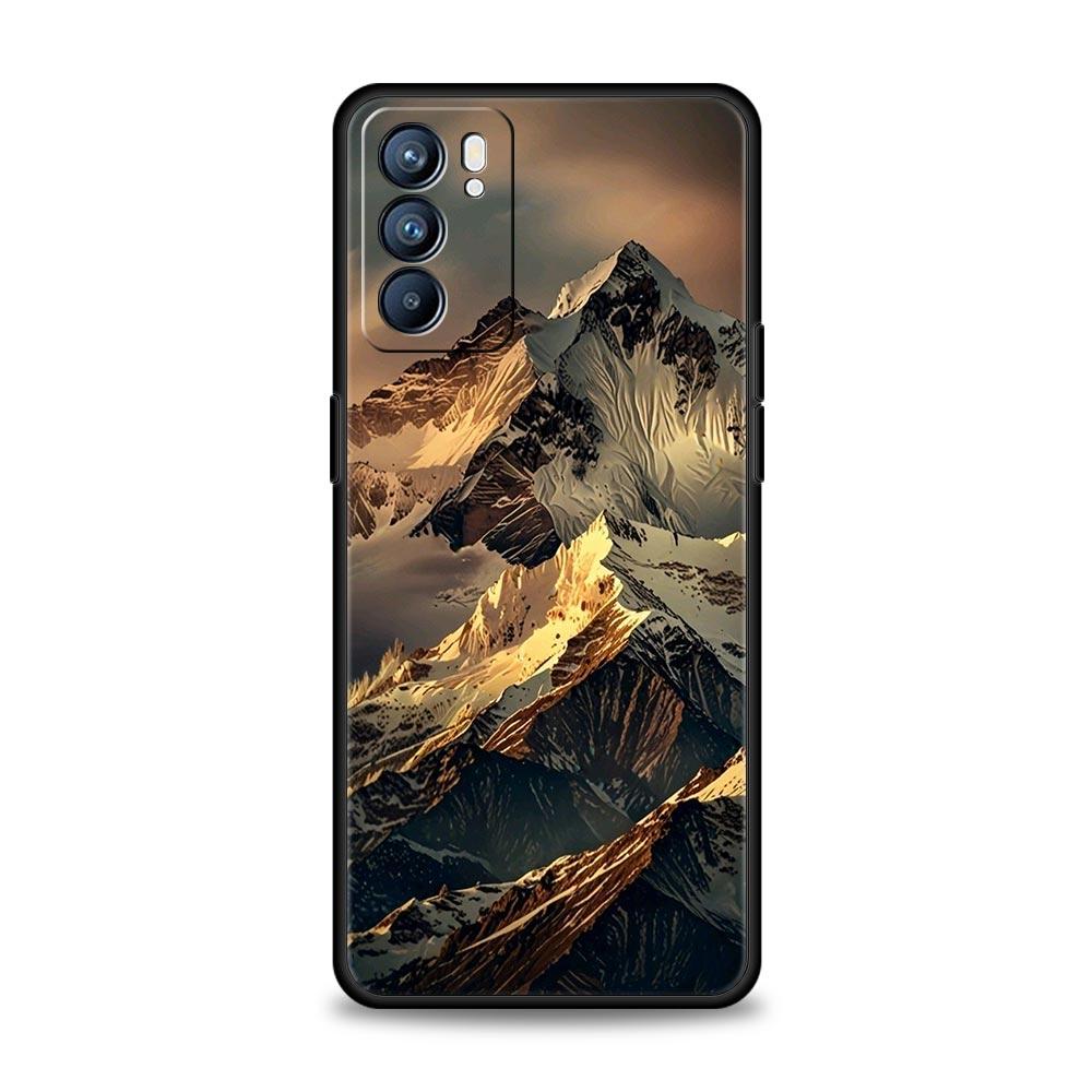 Schwarze Bergspitze Handyhülle Für Oppo Reno 13 12 11 10 7 F Find X5 X6 A98 A80 A79 A78 A57 A54 A31 A17 Pro 5G Weiche TPU Hülle
