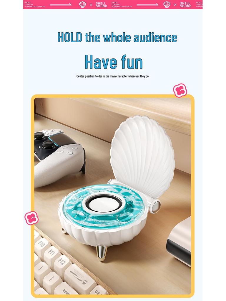 RGB Colorful Shell Mini Bluetooth Speaker - Portable Desktop Ornament