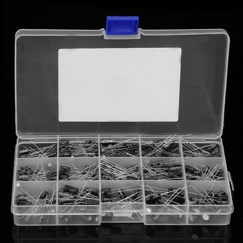 270pcs 15 Values Electrolytic Capacitor Assorted Kit 0.1uF 50V   470uF 16V