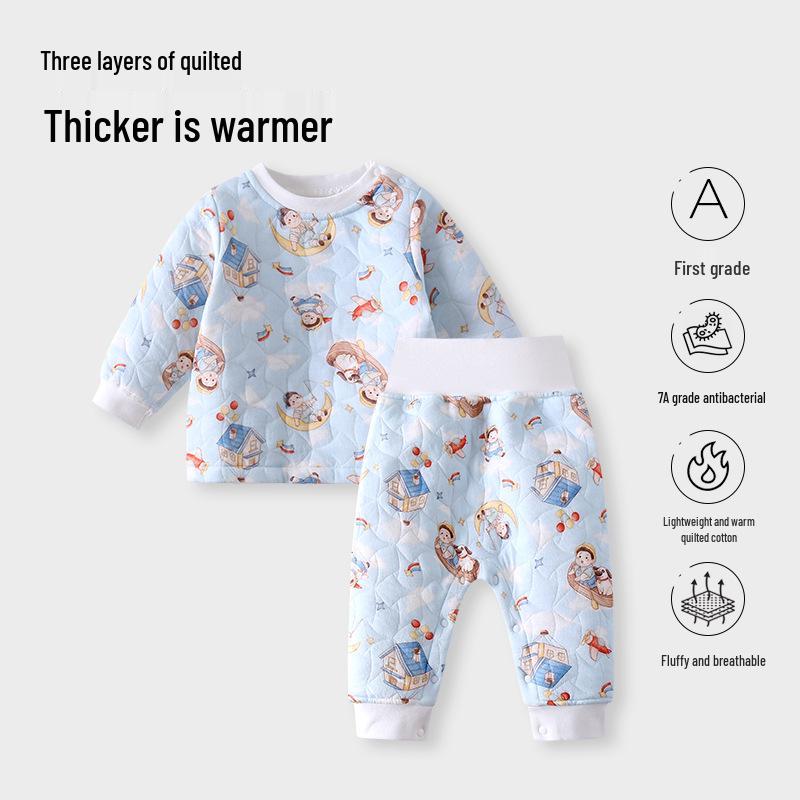 Infant & Toddler High-Waist Quilted Cotton Underwear Set - Unisex Autumn Warmth