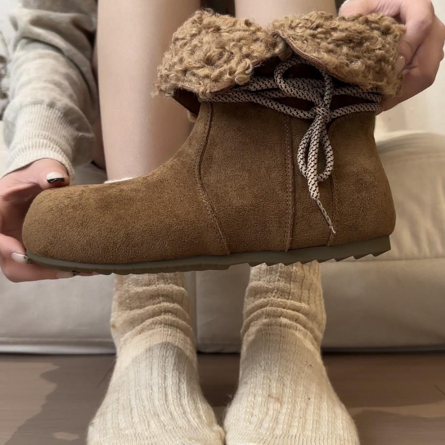 Winter New Boken Boots Women Wear Warm Thick Velvet Snow Boots Big Head Women's Boots