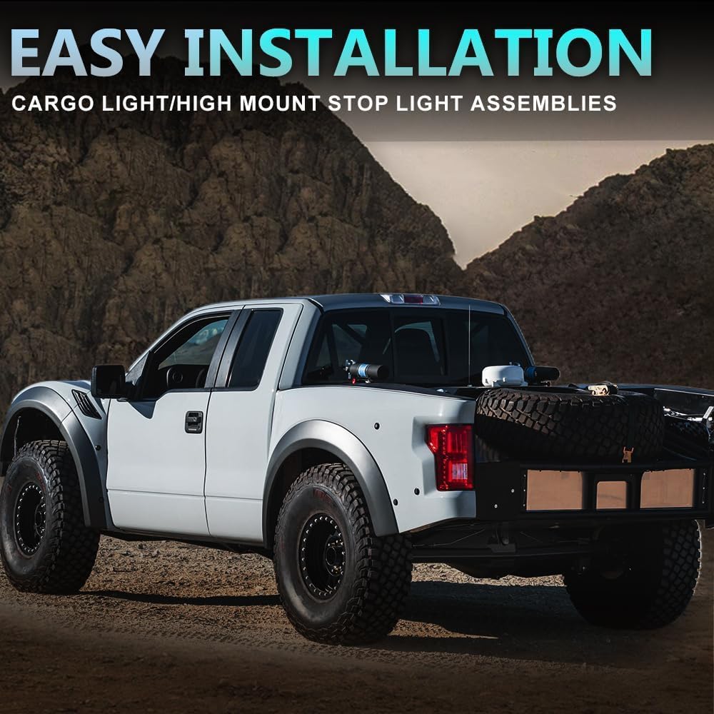 PIT66 3rd Brake Light Compatible with 2004-2008 Ford F150 High Mount Center Rear Roof Third Cargo Light Parking Light Halogen Clear/Red Lens Tercera