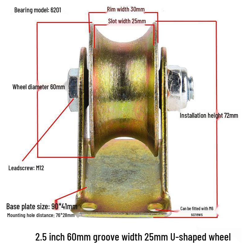 V, U, and H-Type Track Pulleys: Sliding Door V-Groove Wheels with Bracket