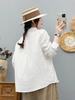 2026 Spring Artistic Long Sleeve Double Layer Cotton Gauze Shirt - Women's Loose, Slimming, Solid Color Top