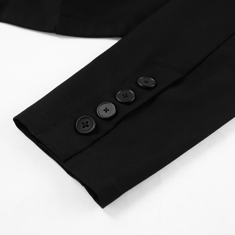 Blazer Outerwear da Donna Nero Corto con Collo Alto a Manica Lunga per il Pendolarismo