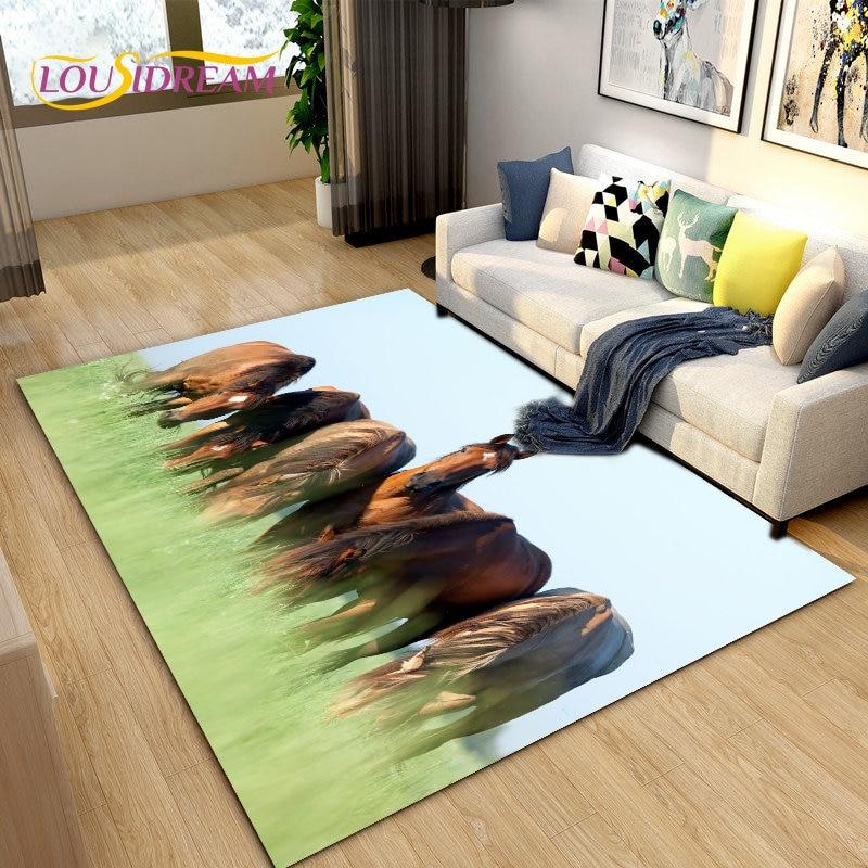 3D Animal Pentium Horse Area Rug,Carpet Rug for Living Room Children's Room Decoration,Kids Play Crawling Non-slip Floor Mat