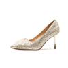 High heels are not tired of feet, silk sequins, flower shoes, thin heels, women's shoes, versatile pointed single shoes, sandals, women's summer