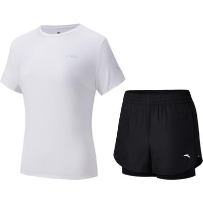 Plain Short Sleeve Sports Comfortable Casual Set Women Sets 962527205-1