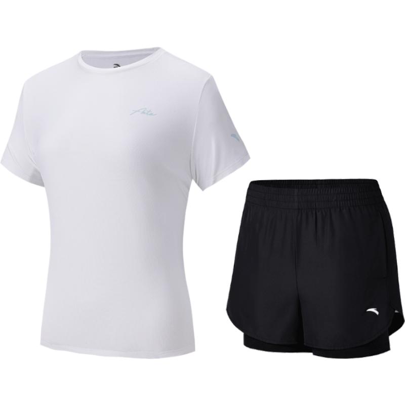 

Anta Plain Short Sleeve Sports Comfortable Casual Set Women sets 962527205-1 XS