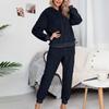 Women's Solid Colour Loose Casual Reversible Fleece Hooded Sweatshirt Home Wear Fashion Set