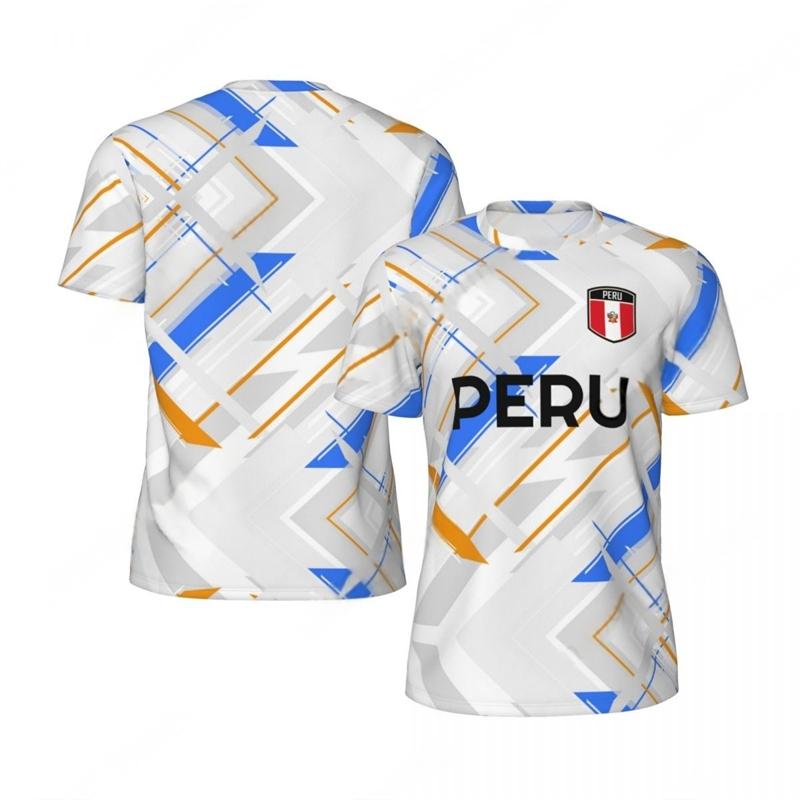 Fashion Peru Flag Graphic Football T Shirts For Men Trend 3D National Emblem Printed Sports T-shirts Loose Breathable Tees Tops