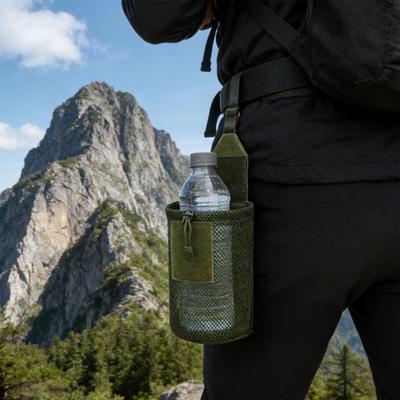 Tactical Water Bottle Pouch Portable Lightweight Heavy Duty Outdoor Activities Travel Fishing Hunting Hiking Foldable Water Bottle Holder Mesh Bag