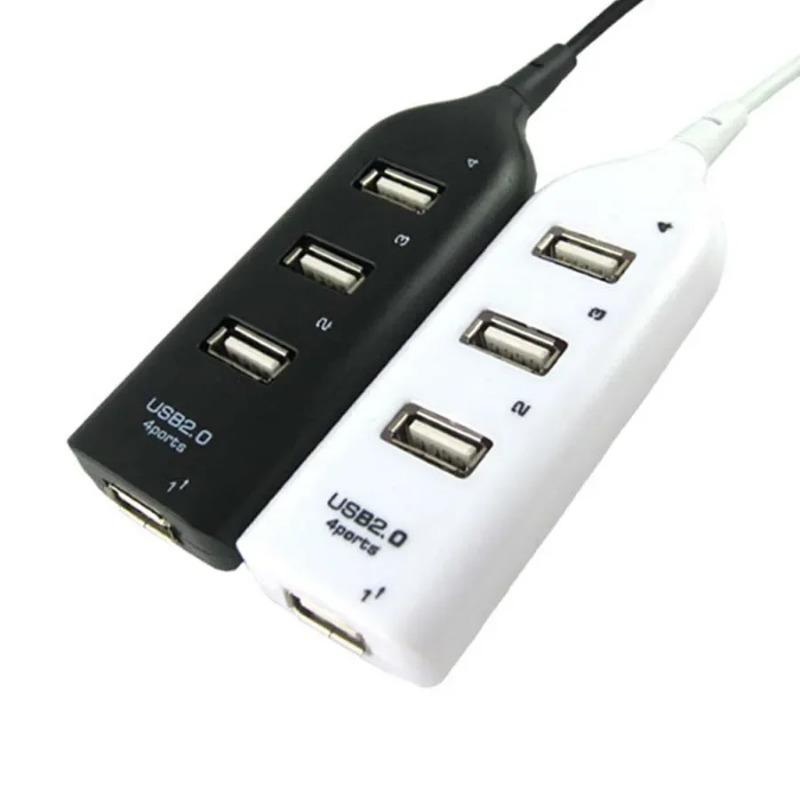Car USB 2.0 4 Port Splitter Plug And Play Socket Hub High Speed Adapter For Windows Vista XP For Auto PC Laptop Computer